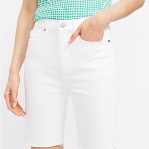NWT - LOFT White High-Waist Denim Bike Shorts